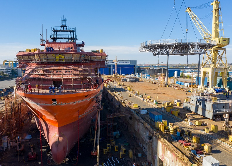 Construction of Debmarine Namibia's state of the art diamond mining vessel, that is set for her maiden voyage in Nomvember 2020