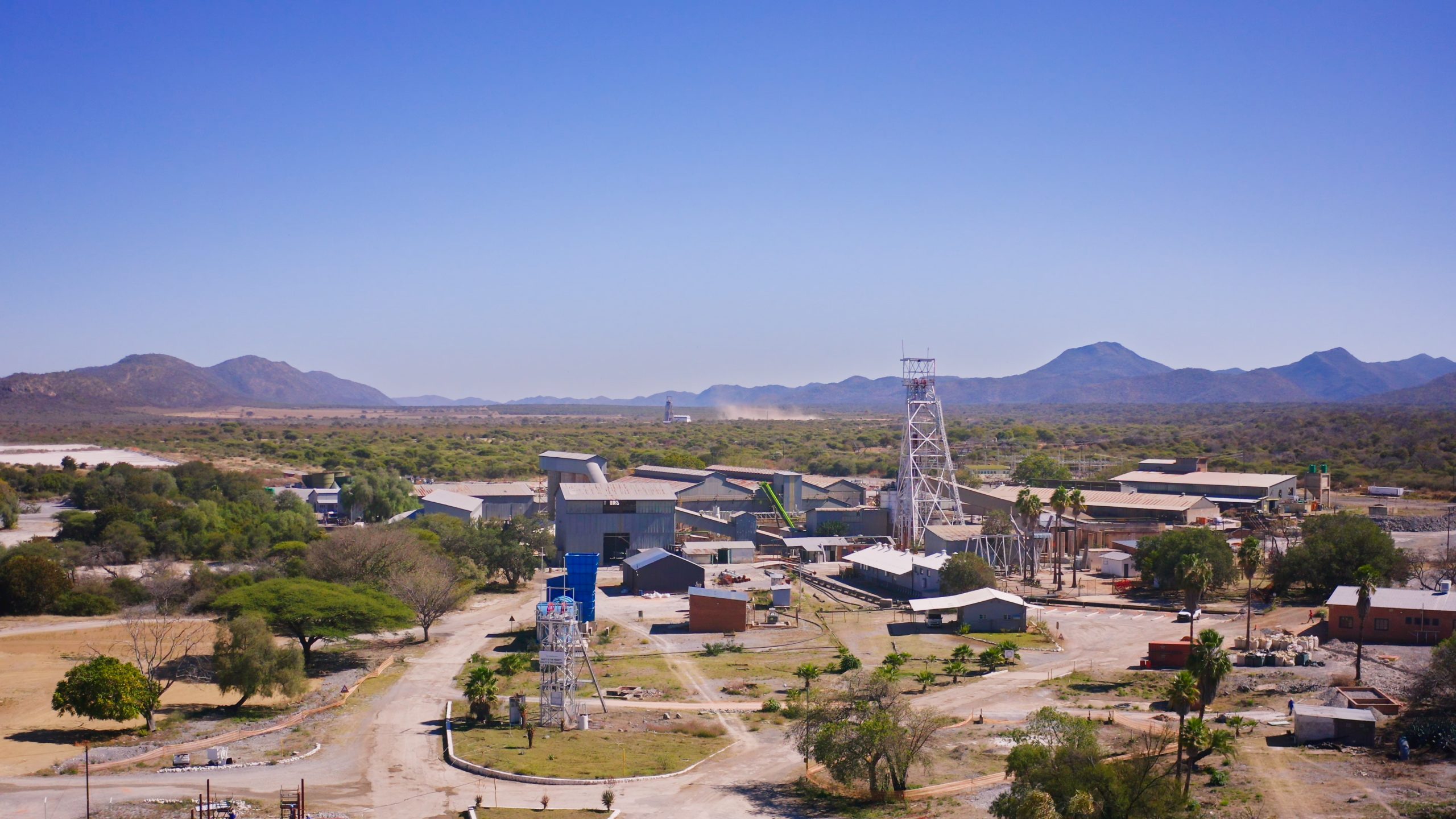 Aerial view of Kombat Mine and its surrounding infrastructure